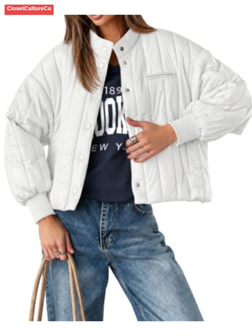 Women's Quilted Lightweight Puffer Jacket Oversized Crop Fall Winter Coat